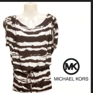 MICHAEL Michael Kors Zebra Print Tunic Top small BROWN/CREAM Preowned